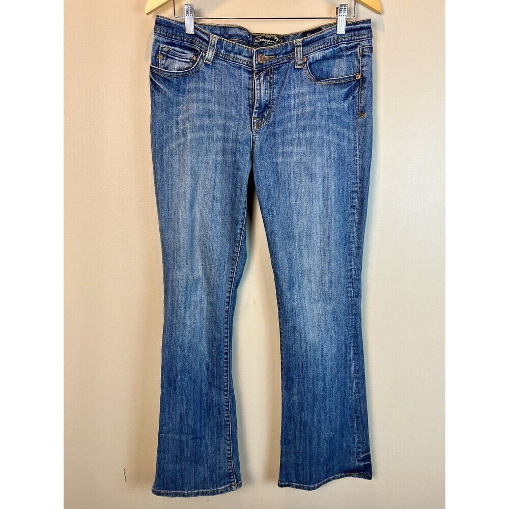 Seven7 Jeans Flare Regular Mid Rise Medium Wash Stretch Denim Women's 33 / 14